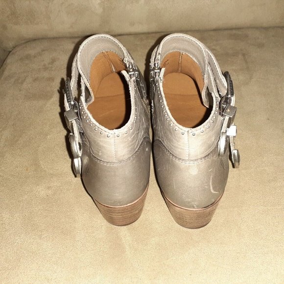 FRYE-Ray Deco Western Shootie/Bootie Ankle Boot-Grey Leather-6M-NWOB - Picture 5 of 7